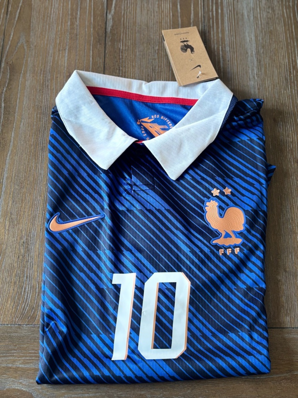 France #10 Soccer Jersey with White Collar